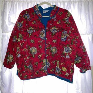 Junonia Women's Bright Red Flower Button Down Kimono Type Jacket Plus Size 5X